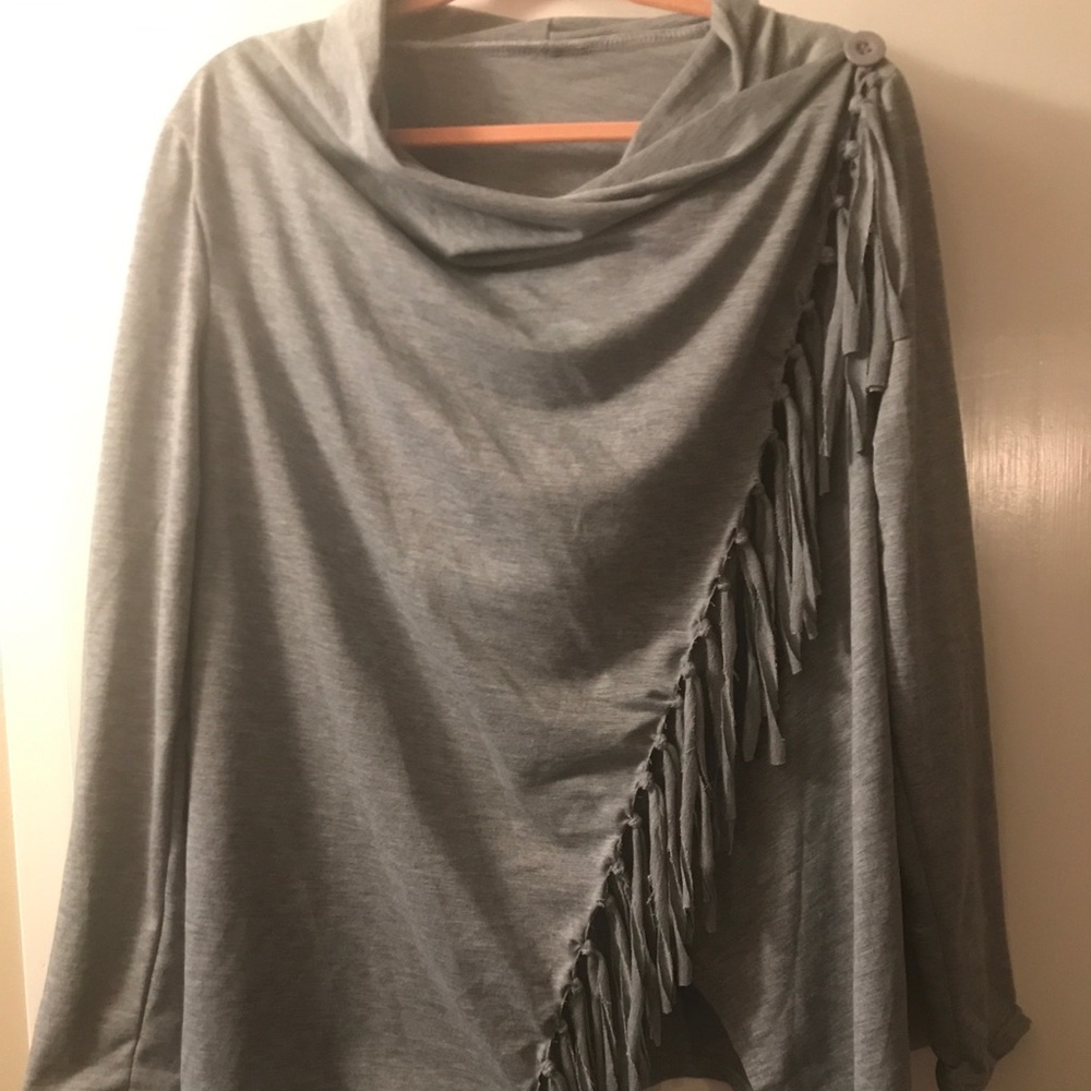 Grey Fringe Poncho!